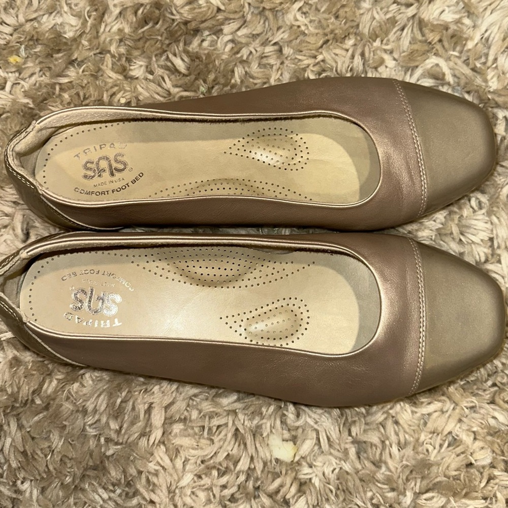 SAS Taupe Leather Ballet Flats